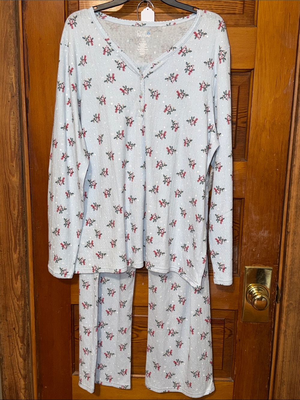 NWT Croft & Barrow Pajama Set Size XXL Cardinal Print